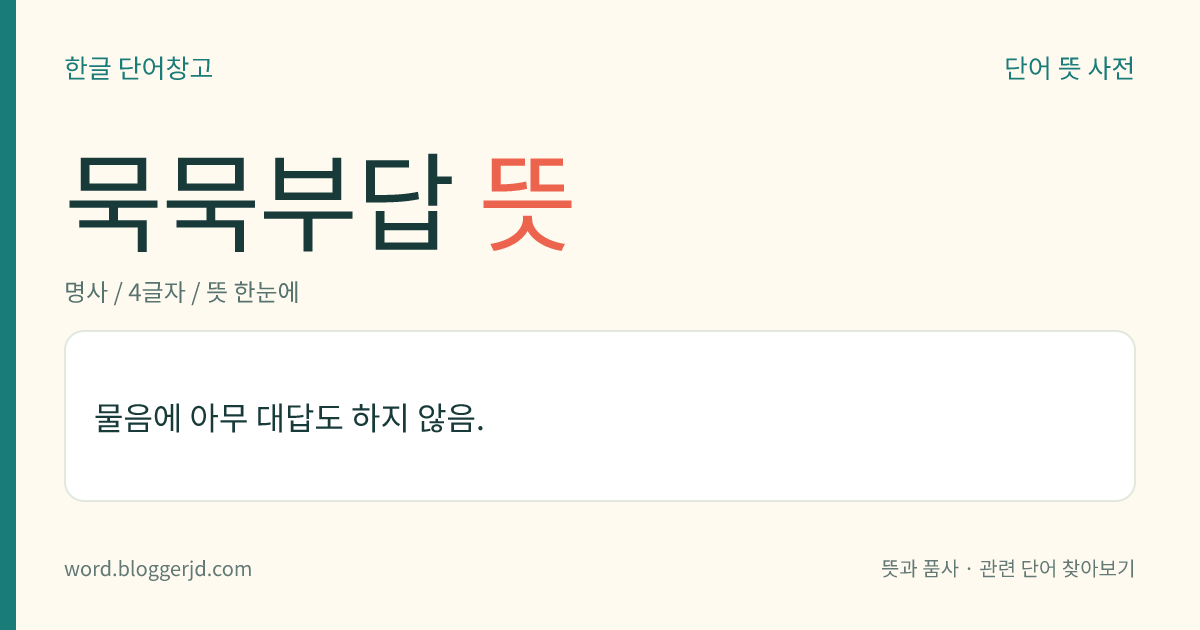 묵묵부답 뜻: 물음에 아무 대답도 하지 않음.