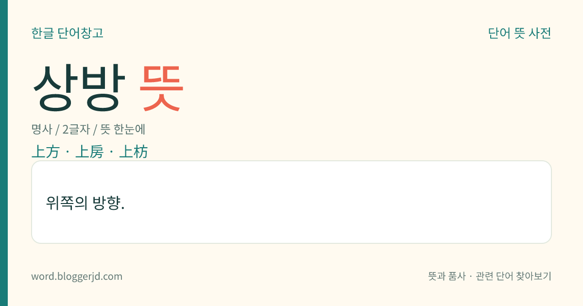 상방 뜻: 위쪽의 방향.