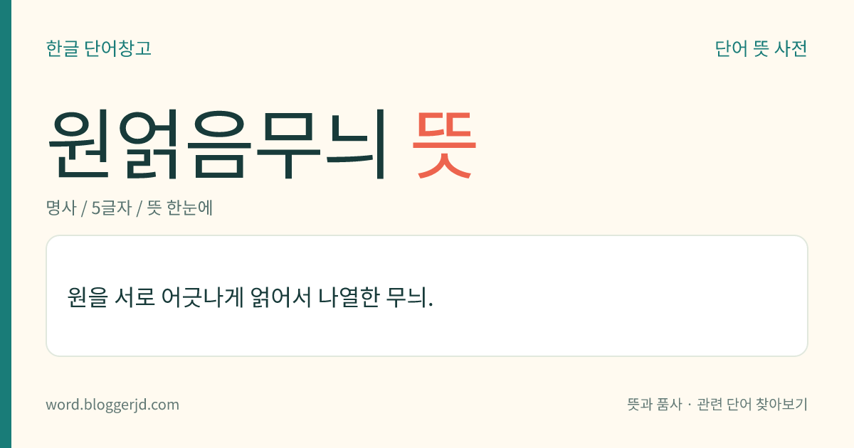 원얽음무늬 뜻: 원을 서로 어긋나게 얽어서 나열한 무늬.
