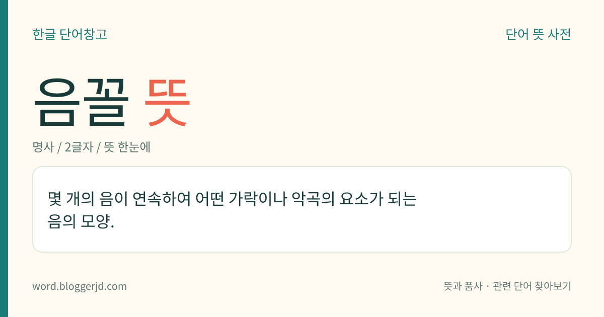 음꼴 뜻: 몇 개의 음이 연속하여 어떤 가락이나 악곡의 요소가 되는 음의 모양.
