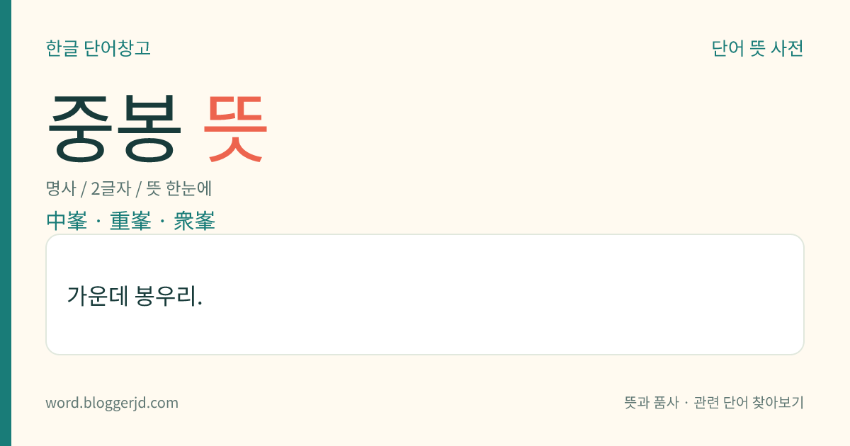 중봉 뜻: 가운데 봉우리.