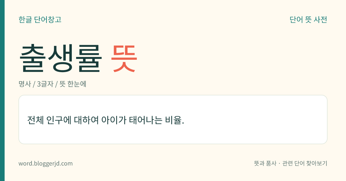 출생률 뜻: 전체 인구에 대하여 아이가 태어나는 비율.